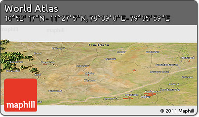 Satellite Panoramic Map of the Area around 11° 9' 41" N, 79° 7' 30" E