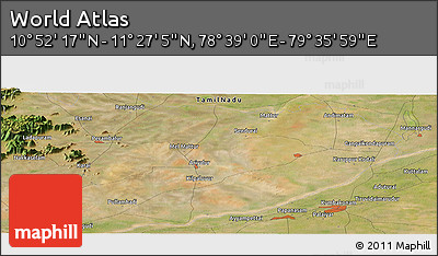Satellite Panoramic Map of the Area around 11° 9' 41" N, 79° 7' 30" E