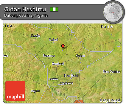 Satellite 3D Map of Gidan Hashimu