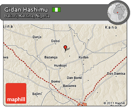 Shaded Relief 3D Map of Gidan Hashimu