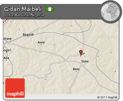 Shaded Relief 3D Map of Gidan Maibeli