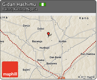 Shaded Relief 3D Map of Gidan Hashimu