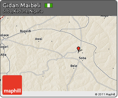 Shaded Relief 3D Map of Gidan Maibeli