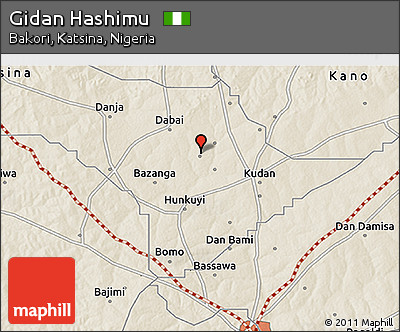 Shaded Relief 3D Map of Gidan Hashimu