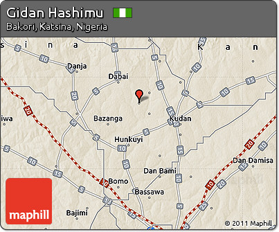 Shaded Relief Map of Gidan Hashimu