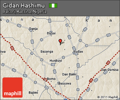 Shaded Relief Map of Gidan Hashimu