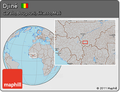 Gray Location Map of Djiné