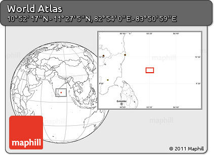 Blank Location Map of the Area around 11° 9' 41" N, 83° 22' 30" E
