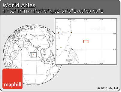 Blank Location Map of the Area around 11° 9' 41" N, 83° 22' 30" E