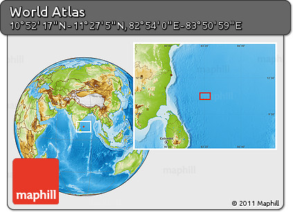 Physical Location Map of the Area around 11° 9' 41" N, 83° 22' 30" E