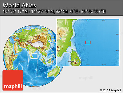 Physical Location Map of the Area around 11° 9' 41" N, 83° 22' 30" E