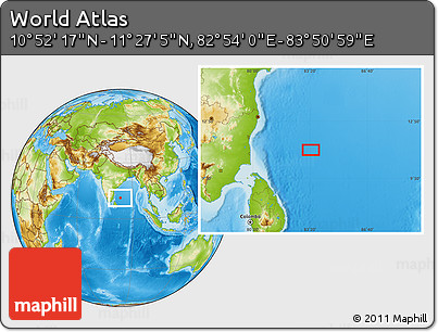 Physical Location Map of the Area around 11° 9' 41" N, 83° 22' 30" E