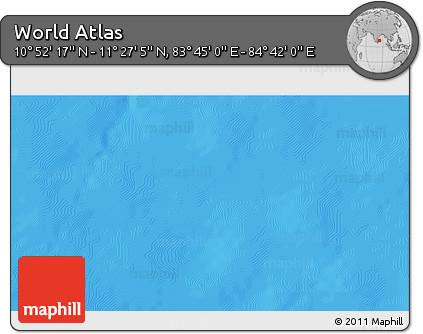 Physical 3D Map of the Area around 11° 9' 41" N, 84° 13' 29" E