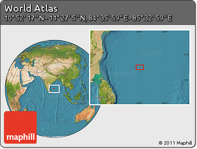 Satellite Location Map of the Area around 11° 9' 41" N, 85° 4' 29" E