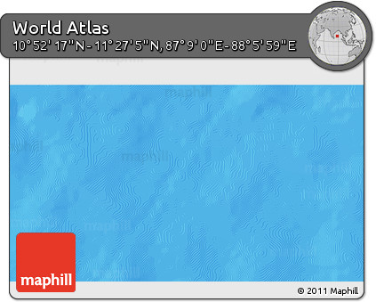 Physical 3D Map of the Area around 11° 9' 41" N, 87° 37' 30" E
