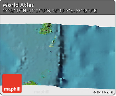 Satellite 3D Map of the Area around 11° 9' 41" N, 92° 43' 29" E