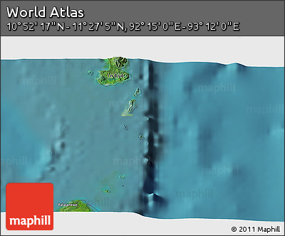 Satellite 3D Map of the Area around 11° 9' 41" N, 92° 43' 29" E