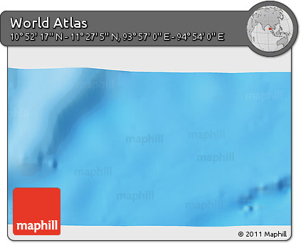 Shaded Relief 3D Map of the Area around 11° 9' 41" N, 94° 25' 30" E