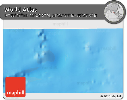 Physical 3D Map of the Area around 11° 9' 41" N, 95° 16' 30" E