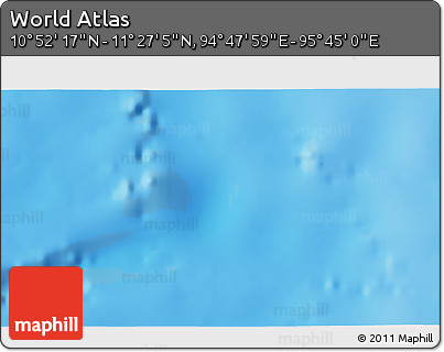 Physical 3D Map of the Area around 11° 9' 41" N, 95° 16' 30" E