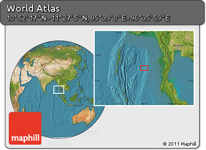 Satellite Location Map of the Area around 11° 9' 41" N, 96° 7' 30" E