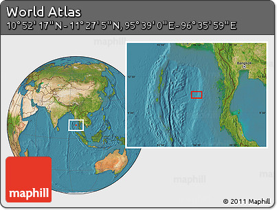 Satellite Location Map of the Area around 11° 9' 41" N, 96° 7' 30" E