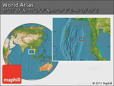 Satellite Location Map of the Area around 11° 9' 41" N, 96° 7' 30" E