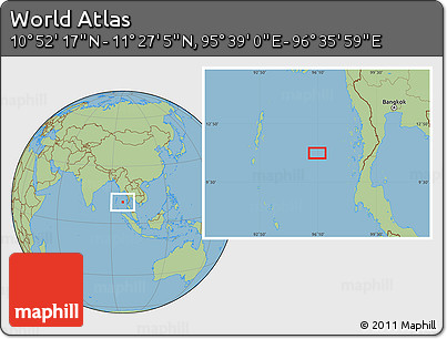 Savanna Style Location Map of the Area around 11° 9' 41" N, 96° 7' 30" E