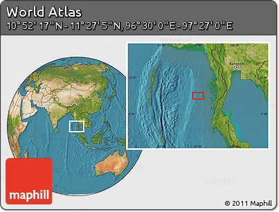 Satellite Location Map of the Area around 11° 9' 41" N, 96° 58' 29" E