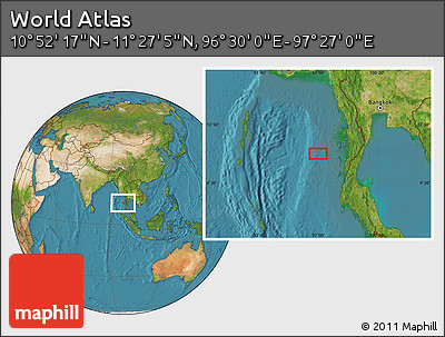 Satellite Location Map of the Area around 11° 9' 41" N, 96° 58' 29" E