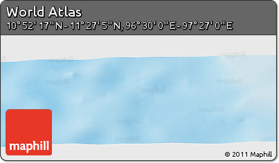 Physical Panoramic Map of the Area around 11° 9' 41" N, 96° 58' 29" E