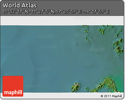 Satellite 3D Map of the Area around 11° 9' 41" N, 97° 49' 29" E