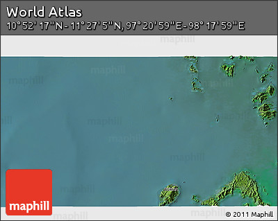 Satellite 3D Map of the Area around 11° 9' 41" N, 97° 49' 29" E