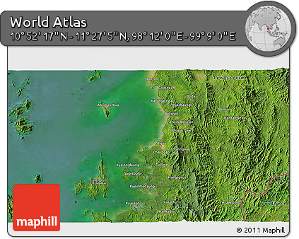 Satellite 3D Map of the Area around 11° 9' 41" N, 98° 40' 30" E