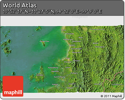 Satellite 3D Map of the Area around 11° 9' 41" N, 98° 40' 30" E