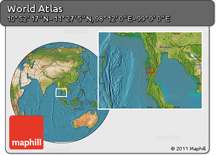 Satellite Location Map of the Area around 11° 9' 41" N, 98° 40' 30" E