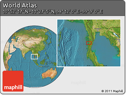 Satellite Location Map of the Area around 11° 9' 41" N, 98° 40' 30" E
