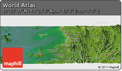 Satellite Panoramic Map of the Area around 11° 9' 41" N, 98° 40' 30" E