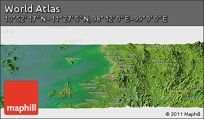 Satellite Panoramic Map of the Area around 11° 9' 41" N, 98° 40' 30" E