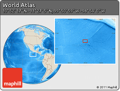 Shaded Relief Location Map of the Area around 11° 9' 41" N, 99° 22' 30" W