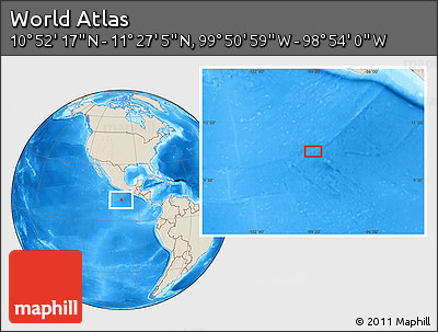 Shaded Relief Location Map of the Area around 11° 9' 41" N, 99° 22' 30" W
