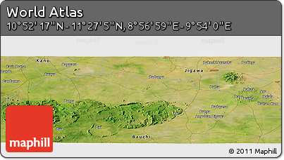 Satellite Panoramic Map of the Area around 11° 9' 41" N, 9° 25' 30" E