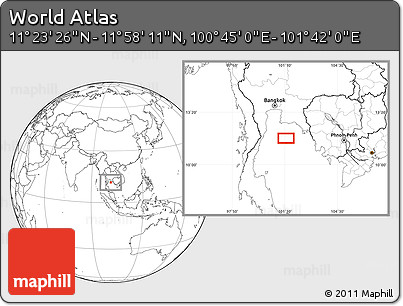 Blank Location Map of the Area around 11° 40' 49" N, 101° 13' 29" E