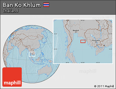 Gray Location Map of Ban Ko Khlum, hill shading