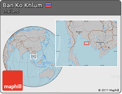 Gray Location Map of Ban Ko Khlum, hill shading