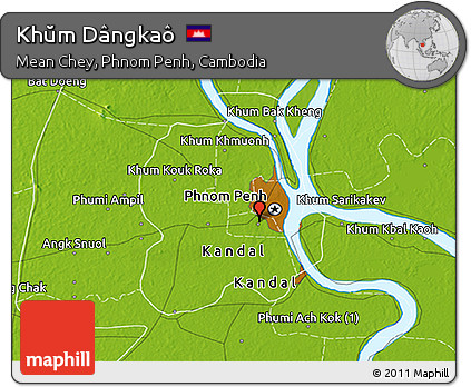 Physical 3D Map of Khŭm Dângkaô