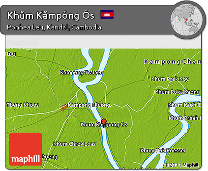 Physical 3D Map of Khŭm Kămpóng Ôs