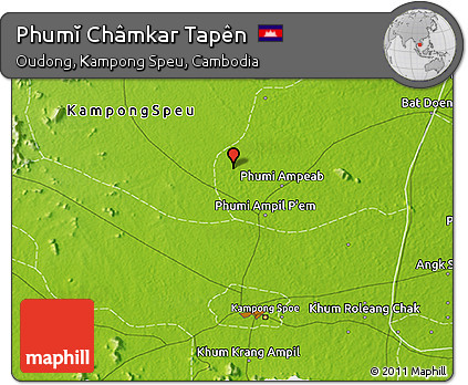Physical 3D Map of Phumĭ Châmkar Tapên
