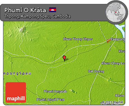 Physical 3D Map of Phumĭ O Krâsa