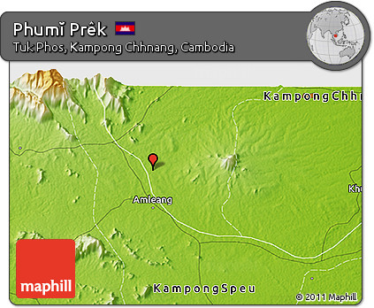 Physical 3D Map of Phumĭ Prêk